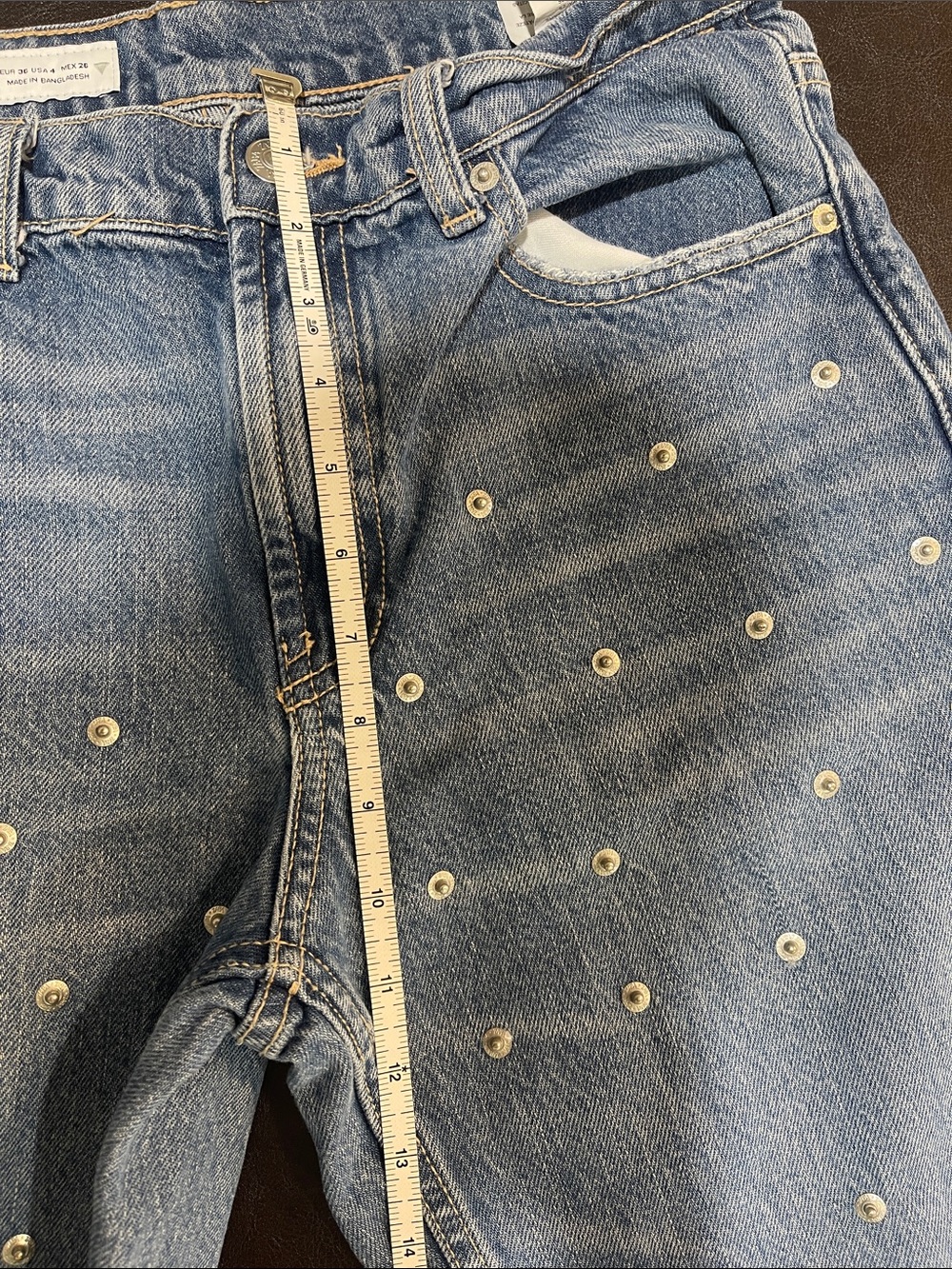 Zara Blue Wide-Leg Jeans with Silver Studs 🇨🇦 - Picture 10 of 11